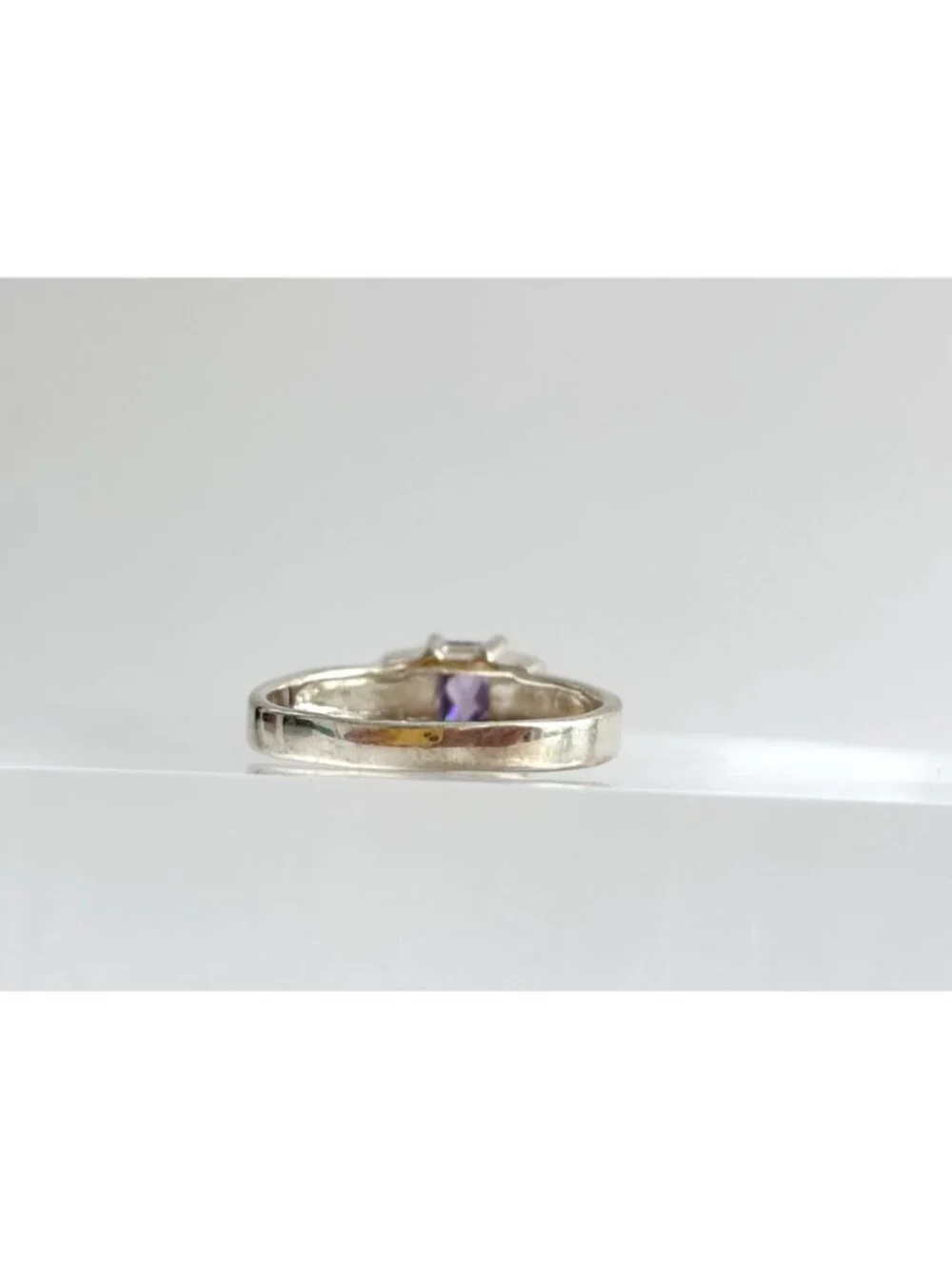 Art Deco Amethyst Gemstone Marcasite Sterling Silver 925 Vintage Ring - sz 9